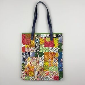 Hand quilted tote perfect for craftcore style leather straps japanese fabric